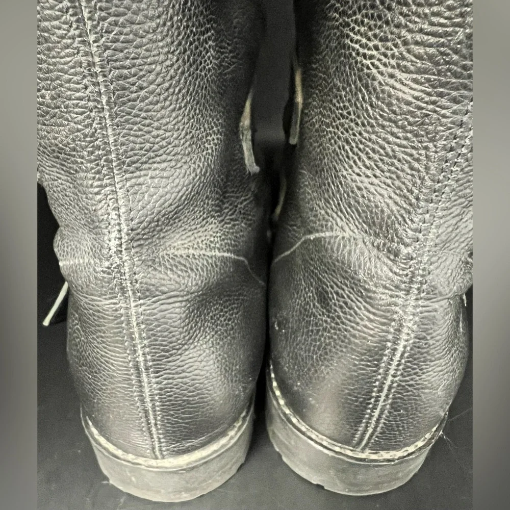 Renboots -‎ Mens Custom Black Leather Strider 7 Buckle Boots, Size:9